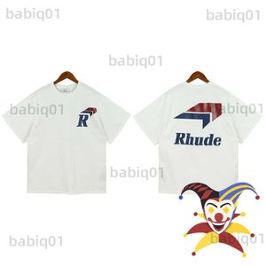 Erkekler Tişörtleri Rhude T-Shirt Erkek Kadın En Kalite Gevşek Gündelik Ok Baskı Üst Tees T230321