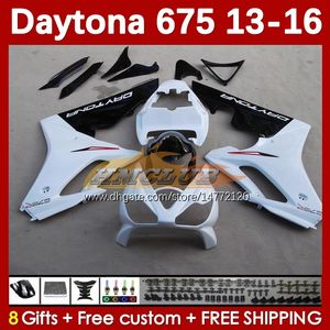 OEM Fairings Zestaw dla Daytona 675 675R 13 14 15 16 2013 2014 2015 2016 Moto BodyWorks 166NO.101 Daytona675 Body Daytona 675 R 2013-2016 Motocykl Białe akcje