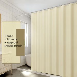 Shower Curtains Shower Curtains Waterproof Solid Color With Hooks Rings For Bathroom Grey Beige Anti-mold Polyester Partition Home Bath Curtain 230322