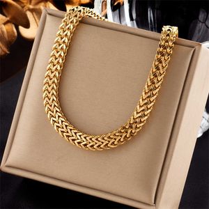 Pendant Necklaces Korean 316L Stainless Steel Thickened Bold Link Chain Choker Necklace For Women New Hip Hop Punk Girls Gold Color Jewelry Gifts Z0321