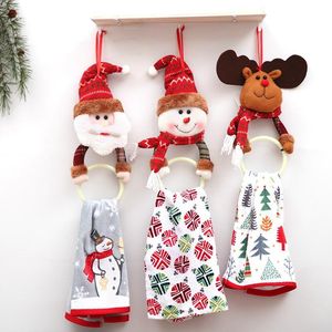 Christmas Decorations Decoration Towel Ring Santa Claus Elk Wall Hanging Racks Holder Year Bathroom Kitchen