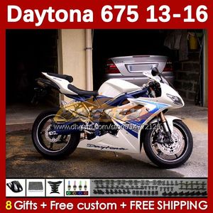 Motorcycle Fairing Kit For Daytona 675 675R 2013 2014 2015 2016 Bodywork 166No.128 Daytona675 Body Daytona 675 R 13 14 15 16 2013-2016 OEM MOTO Fairings white glossy