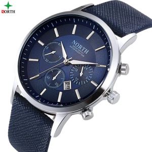 NORTH Men Sport 30M Waterproof Fashion Wristwatch Montre Homme Genuine Leather Relojes Hombre Quartz Male Business Watch Dro320e