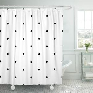 Duschvorhänge, Duschvorhang, kleines abstraktes Polka-Dot-Muster mit trendigem, niedlichem Schwarz-Weiß-Monochrom-Bubble-Kind, wasserdichtes Polyester, 230322