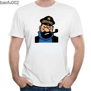 Men's T-Shirts Summer Tshirt for men Captain Haddock Printed T Shirt Men Sunlight Tee Shirt Funny Hiphop Tops T-Shirt For Men short sleeve W0322