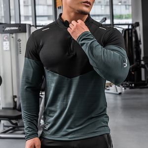 Herr t-shirts herr gym kompression skjorta manlig rashgard fitness långa ärmar som kör kläder homme t shirt fotboll tröja sportkläder torr passning 230322