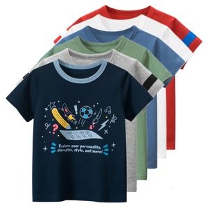 Tshirts brev tryck t shirt pojkar flickor sommar barnkläder unisex figur för pojke bomullstopp tee barnkläder droppfartyg 230322