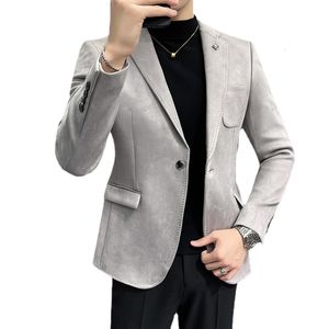 Men's Suits Blazers Boutique S-4XL Men's Fashion Business Casual Slim Gentleman Korean Style Comfortable British Style Dress Suede Small Suit 230322