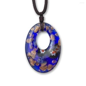 Pendant Necklaces Dark Blue Tear Drop Shape Glazed Glass Statement Women Charm Jewelry Necklace For Decoration Lanyard