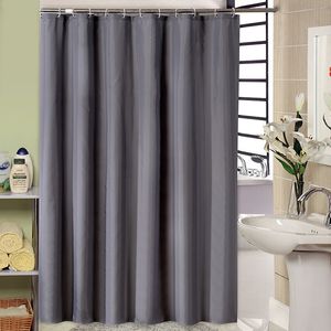 Shower Curtains Solid Color Black Bath Curtain Simple Waterproof Dark Grey Shower Curtains Mildewproof For Bathroom with 12pcs Plastic Hooks 230322