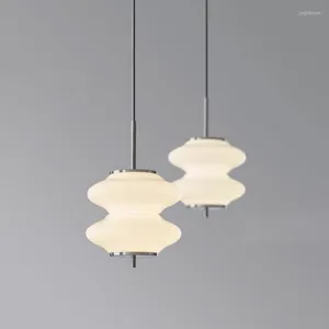 Pendellampor nordiska bauhaus ljus mjölk vit glas led haning lampa för sovrum vardagsrum mattdekor fixtur