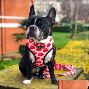 Dog Collars Leashes Pet Harness Leash Set For Small Medium Dogs New Rosy Lip Frenchie Pug Red Lips Vest Acessorios 0622 Drop Deliv Dhgty