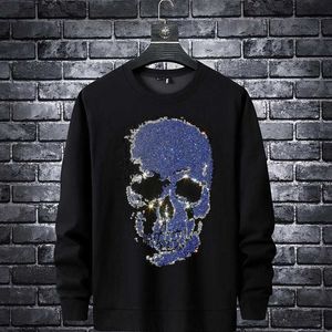 MOOH CHOLIES MENINAS PROMUTICAS EUROPEIRAS VENDA E AUTOMN Brill Hot Skull Marca de moda masculina Trend Spirit Guy Manga Longa Men's Gares Men's Clothing PP Sweater Men