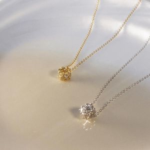 Colares pendentes Ventfille 925 Carimbo colar de cor prata para mulheres Girl Round Crystal Bead Jewelry Gold Drop Wholesale