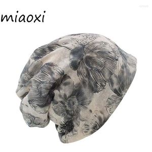 Berretti Beanie/Skull Caps Miaoxi Vendita Moda Donna Maglia Cappello caldo Sciarpa Due Usato Donna Flora Cap Beanie Skullies Per Ragazza Autunno Bonnet1