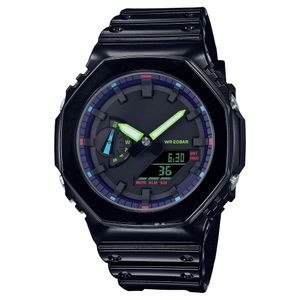 Sports Digital Quartz Men's Watch Iced Out Watch Full Educe LED World Time Rubber Band
