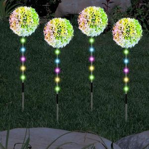 4Pack Solar Dandelion Lights Floor Lâmpada Decoração de jardim ao ar livre Soalr Gramado com controle remoto à prova d'água