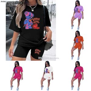 Plus storlekar S-5XL Women Tracksuits Two Pieces Set Designer 2023 Nya stora bokstäver Mönster Tryckt T-shirt Shorts Suits 6 färger Outfits Summer