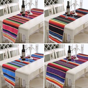 Bordslöpare Rainbow Table Runner Stripe Table Runners med Tassel Mexikansk duk för bröllopsfest bomullsduksflagga 34x212cm 230322