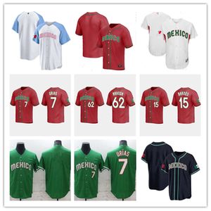 Custom 2023 Drużyna Mexico Baseball Jersey Julio Urias Austin Barnes Joey Meneses Randy Arozarena Rowdy Tellez Luis Urias Fernando Valenzuela Adrian Gonzalez Jerseys