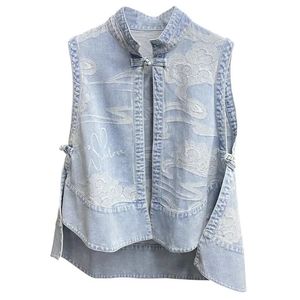 Gilet da donna Fashion Denim Vest Women's Net Infrared Wear Loose Summer Sezione sottile Outer Wear Vest Jacket tTrendy 230322