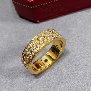 Love Ring 5.5mm Diamonds for Woman Designer Par Gold Plated 18k T0p Quality Officiella reproduktioner Högsta Counter Quality Classic Style för Man Premium Gifts 011