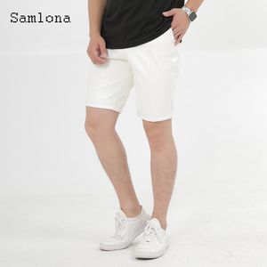 Męskie spodenki Samlona Plus Faxu Pu skórzane czerwone Khaki Khaki Summer Sexy Fashion Stand Pocket Homme 230322