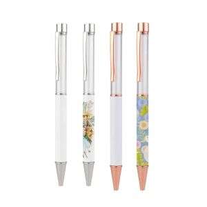 UPS Sublimation Kugelschaltwinkel Blindende Wärmeübertragung weiße Zinklegierungsmaterial Customized Pen School Office Supplies