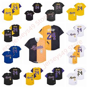 Legendy #8 #24 Bryant Men's1978-2020 Miłość Patches Mamba Forever Jerseys Baseball zszyta biała czarna żółta niebieska fioletowe fioletowe koszulki bazowe