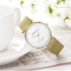 Armbandsur mode enkel titta på män kvinnor unisex rose guld dial casual quartz clock metall legering remmen topp märke armband reloj