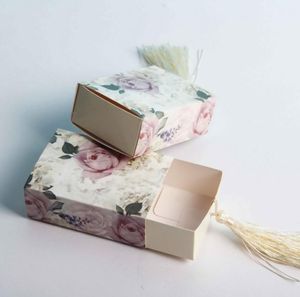 Confezione regalo di fiori Scatola di caramelle di carta Scatola di bomboniere a forma di cassetto Scatole di caramelle da viaggio Bomboniere regalo