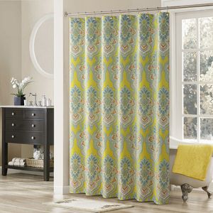 Shower Curtains Rio Yellow Paisley Polyester Waterproof Printed Bright Fabric Fresh Decoratived Modern Green Shower Curtain 230322