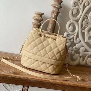 Qualidade superior 1:1 bolsa balde de couro genuíno 24cm sacos de designer de luxo bolsa de corrente feminina com caixa c168
