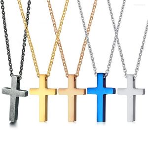 Pendant Necklaces JHSL Classic Unisex Men Women Cross Pendants Black Silver Rose Gold Color Stainless Steel Chain Fashion Jewelry