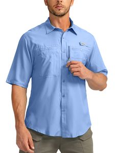 Mäns avslappnade skjortor G Gradual Men's Short Sleeve Fishing Shirts Lätt uppåt 50 Sun Protection SPF Fiske Vandring Rune 230322