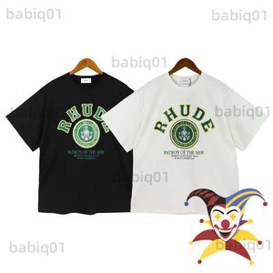 T-shirt da uomo 2023ss RHUDE T-shirt Uomo Donna Migliore qualità Allentato Casual Cotone Top Tees Manica corta Stile estivo T230321