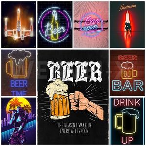 Bar Decoration Neon Sign Cold Beer Metal Painting Plates Cafe Vintage Plaque Warning Sign Save Metal Drink Beer Club Iron Paintings 30X20cm W03