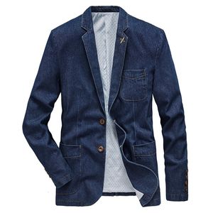 Ternos masculinos Blazers M-4xl jeans blazer jaqueta de algodão Autumn Spring Moda de moda masculino Slim Fit Business Jean Coats Men Suits Casual My189 230322