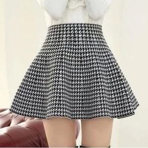 Skirts lady high waist pleated skirt summer plaid mini skirt spring autumn knitted cotton skirts sexy flared skirt short style 230322