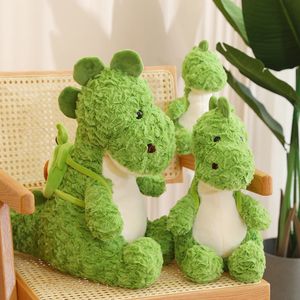 Schönes Kawaii grünes Dinosaurier-Plüschtier, süße weiche Dino-Puppen mit Avocado-Rucksack, Stofftierkissen für Baby- und Kindergeschenke