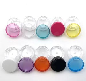 3g 3ML 5g 5ML Round Colorful Clear Plastic Cosmetic Container With Screw Cap Cream Wax Oil Jar Lip Balm Pill Storage Vial Bottle