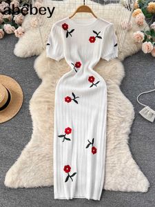 Party Dresses Crochet Knit Cut Out Jurk Dames Beach for Women 2023 Short Sleevel Female Vestidos Mujer Maxi Long Y2303