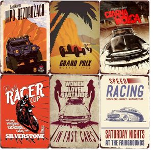 Speed ​​Racing Vintage Metal Tin Sign Garage Bar Cafe Home Wall Decor Cafe Racer Art Poster Motorcykel Plauqe Målning 30x20cm W03