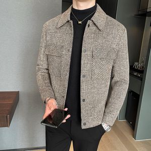 Mäns kostymer blazers mäns märke kläder blazer smal mode högkvalitativ pläd casual jacka mäns ull kort smal fit blazer 230322