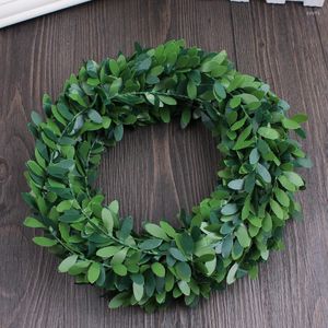 Dekorativa blommor 7.5m 275 tums längd Silk Garland Grönt blad järntråd Artificial Flower Vine Rattan för bröllopsbildekoration Diy Wreath