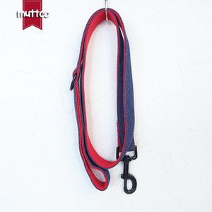 Dog Collars & Leashes MUTTCO Retailing Self-designed Handmade Collar THE RED JEAN Mazarine And Leash 5 Sizes UDC038H