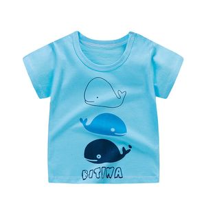 Tshirts baby girls tshirts夏の半袖衣類コットンティートップ漫画動物柄の少年服子供Tシャツ12m3t6t24m 230322