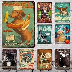 Chef Cat Chef Dog Food Animal Metal Tin Sign Restaurant Balcony Bar Pub Decoration Poster Boy Gift 30X20cm W03