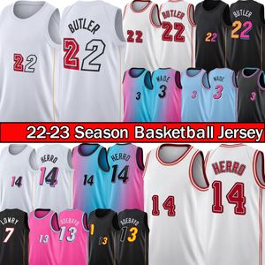 Vintage Jimmy 22 Butler Tyler 14 Herro Basketball Jerseys Dwyane 3 Wade Bam 13 Adebayo Jersey Mens Kyle 7 Lowry City Mens 2022 2023 Edition Shirt Pink