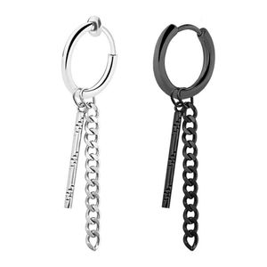 Studörhängen 2023 Punk Chain Ear Clip for Women Men Black Silver Color rostfritt stål Fashion smycken gåvor grossist